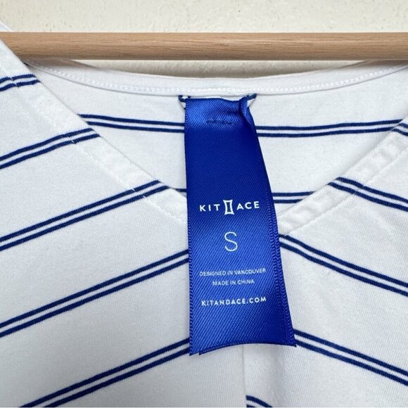 Kit And Ace Womens Small Striped Sleeveless Tank Top White and Blue - Picture 8 of 12